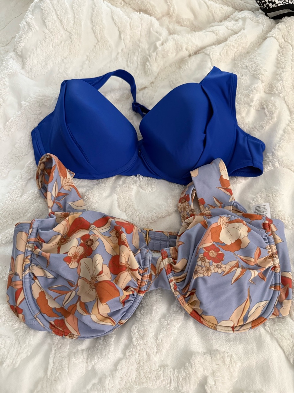 Time and Tru Royal Blue Underwire Bra with Lavender Floral Balconette